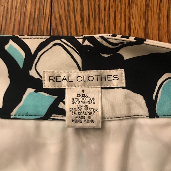 Blue black and white patterned business skirt - Picture 4 of 6